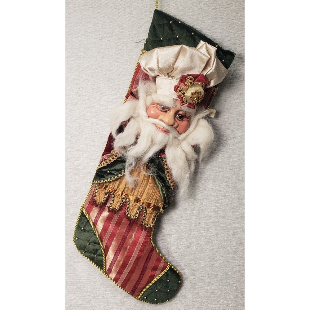 Wayne Kleski Katherines Collection Santa Doll Christmas Stocking Vintage Rare